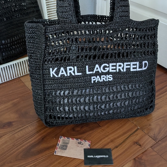 Karl Lagerfeld Paris Large Embroidered Logo Woven Tote Nwt ❤️ - Picture 3 of 8